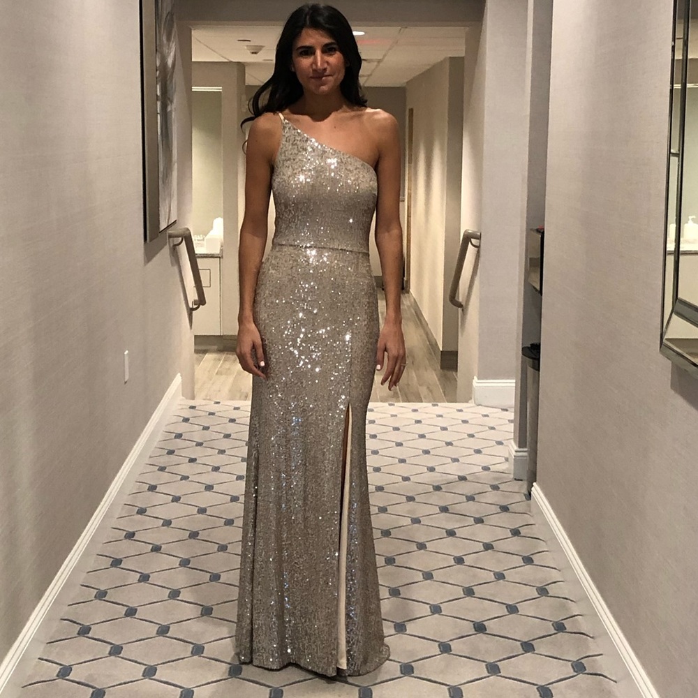 Silver sequin gown